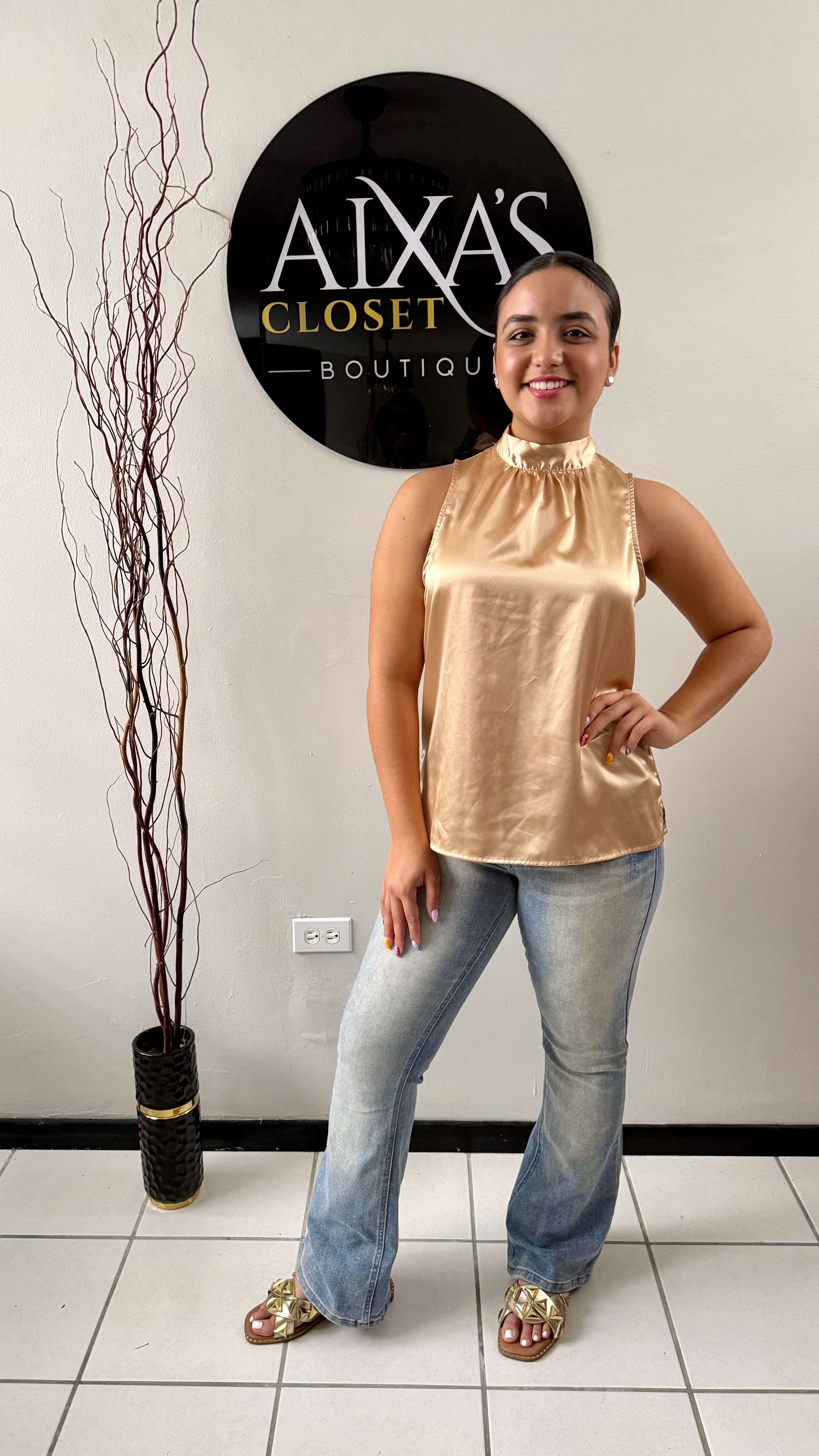 Golden Muse Satin Top
