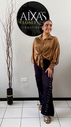 Mocha Satin Glow Blouse