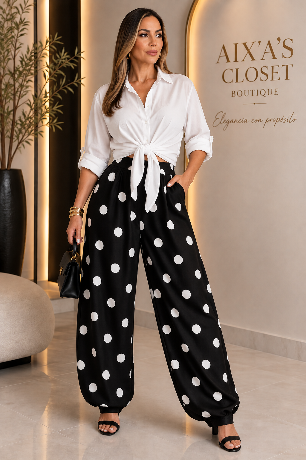 Polka Dot Barrel Pants – Women’s Statement Pants