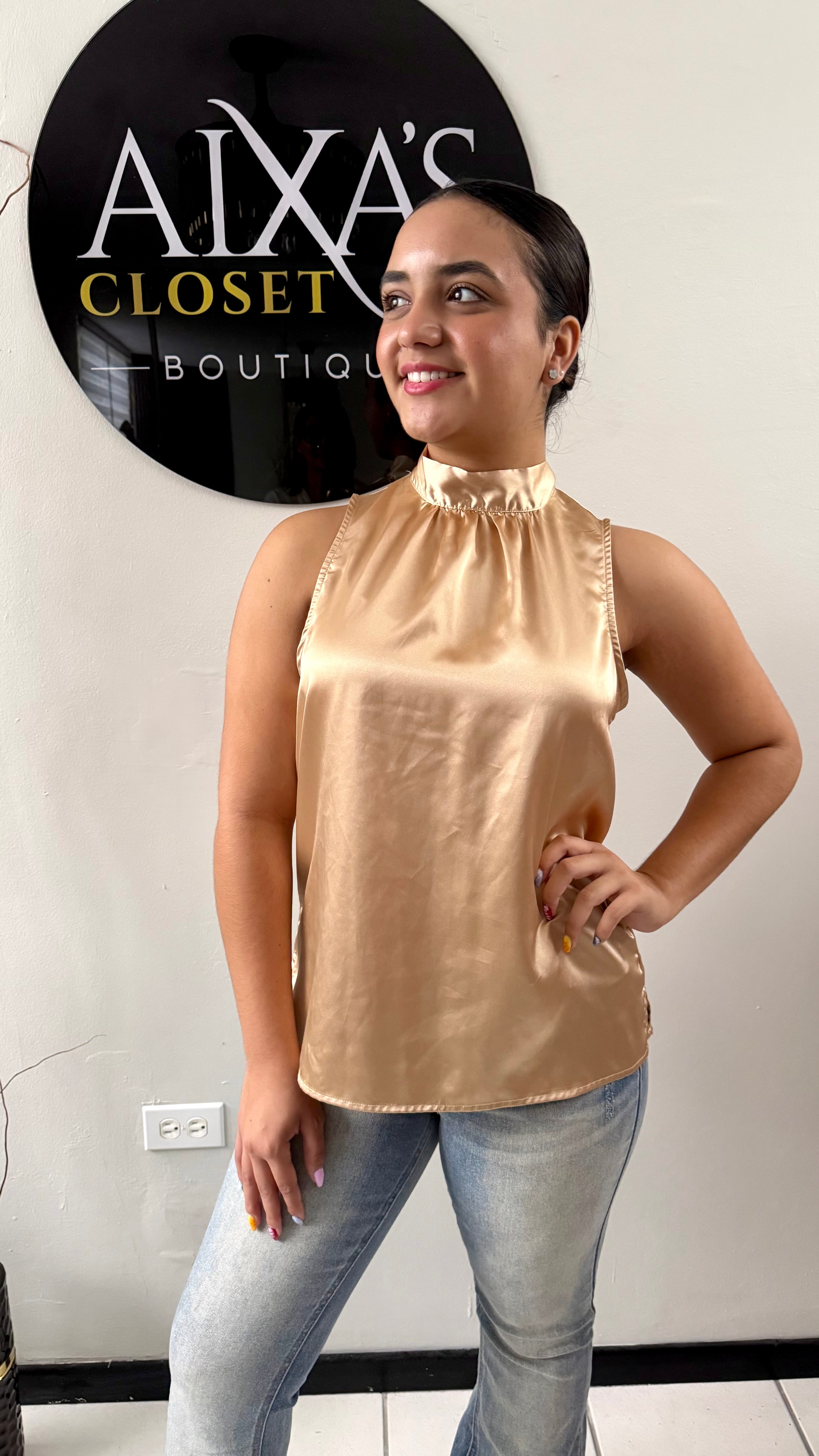 Golden Muse Satin Top