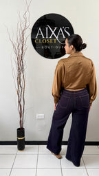 Mocha Satin Glow Blouse