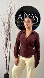 Chocolate Luxe Wrap Top