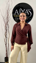 Chocolate Luxe Wrap Top