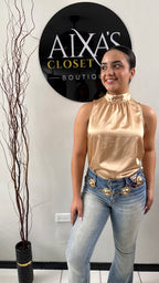 Golden Muse Satin Top