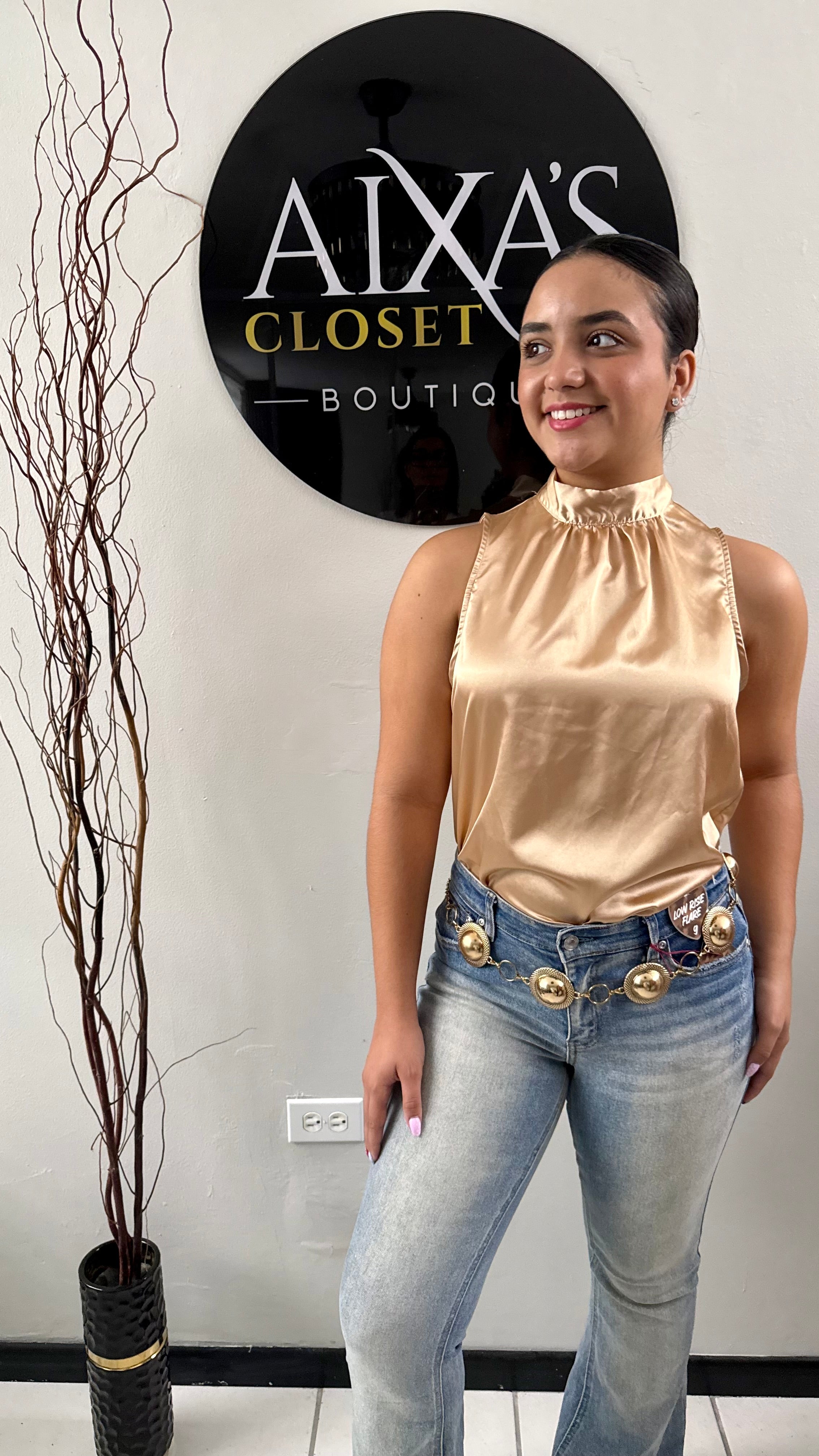 Golden Muse Satin Top
