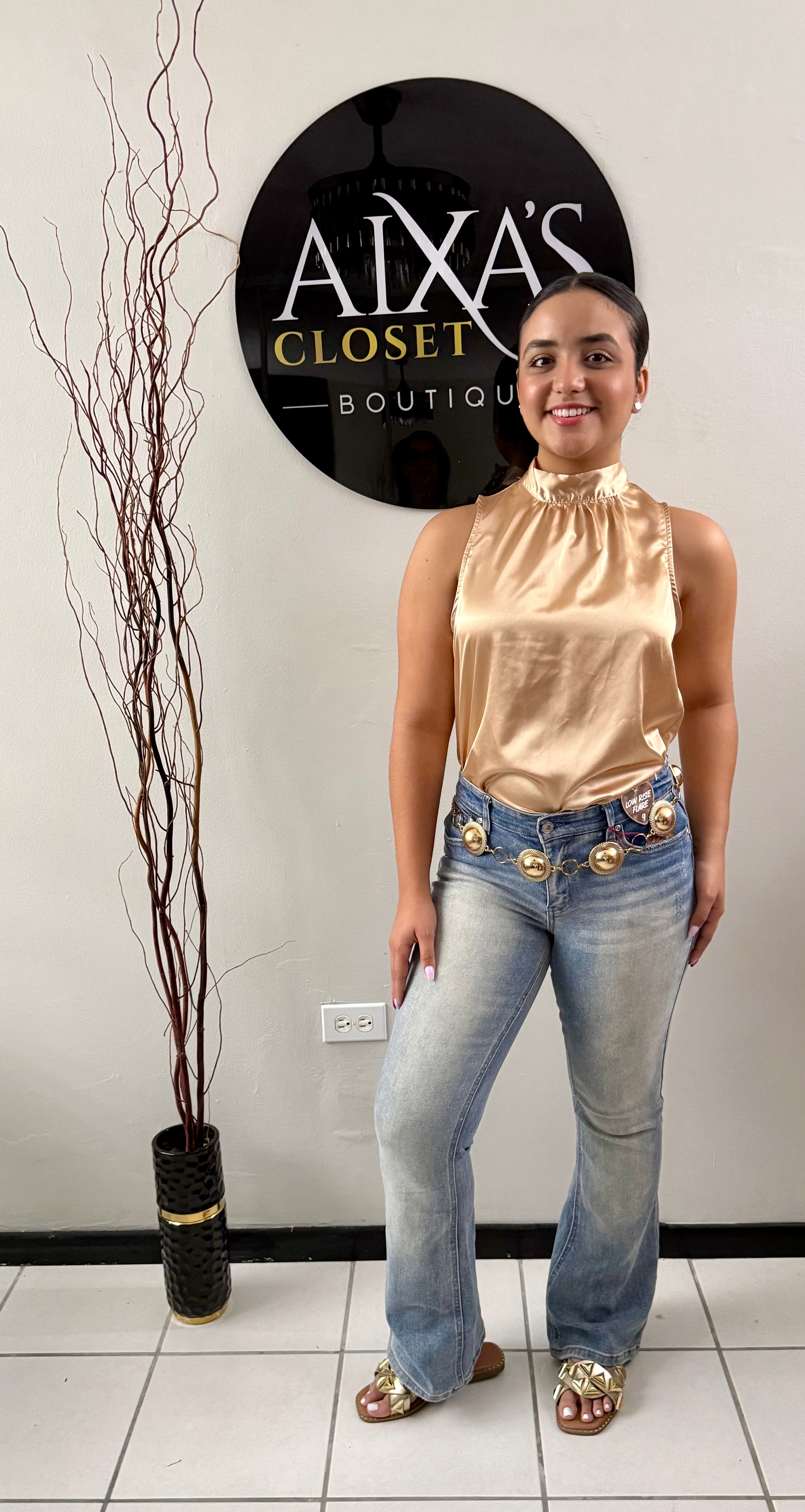 Golden Muse Satin Top