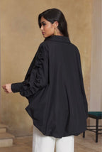 Sophisticated Ruffle Sleeve Blouse Black