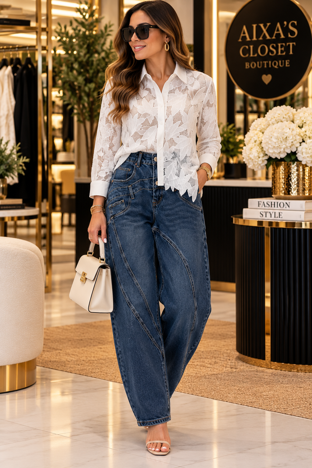 Floral Crochet Button-Up Shirt