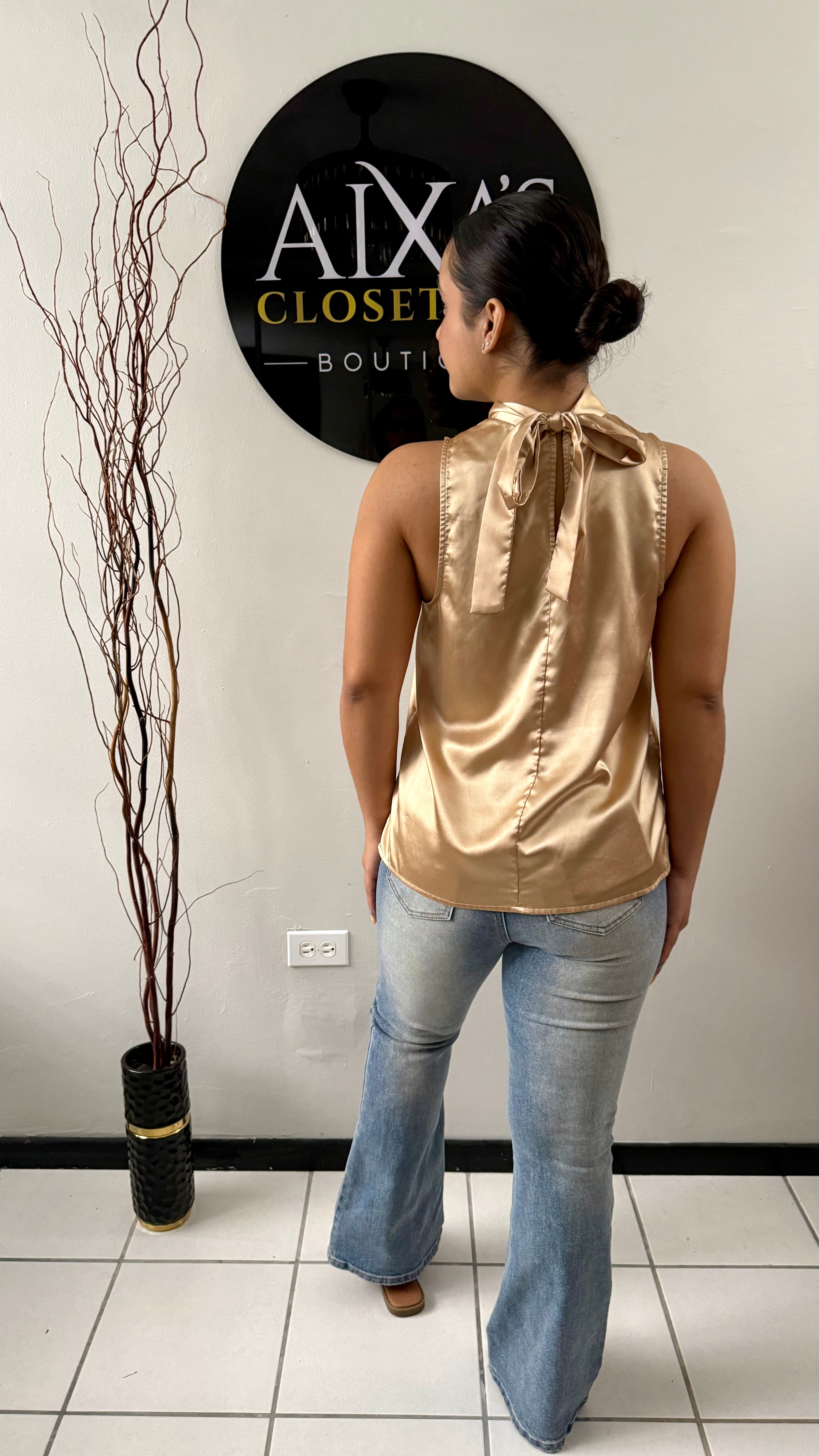 Golden Muse Satin Top