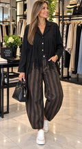 Striped Barrel Leg Pants