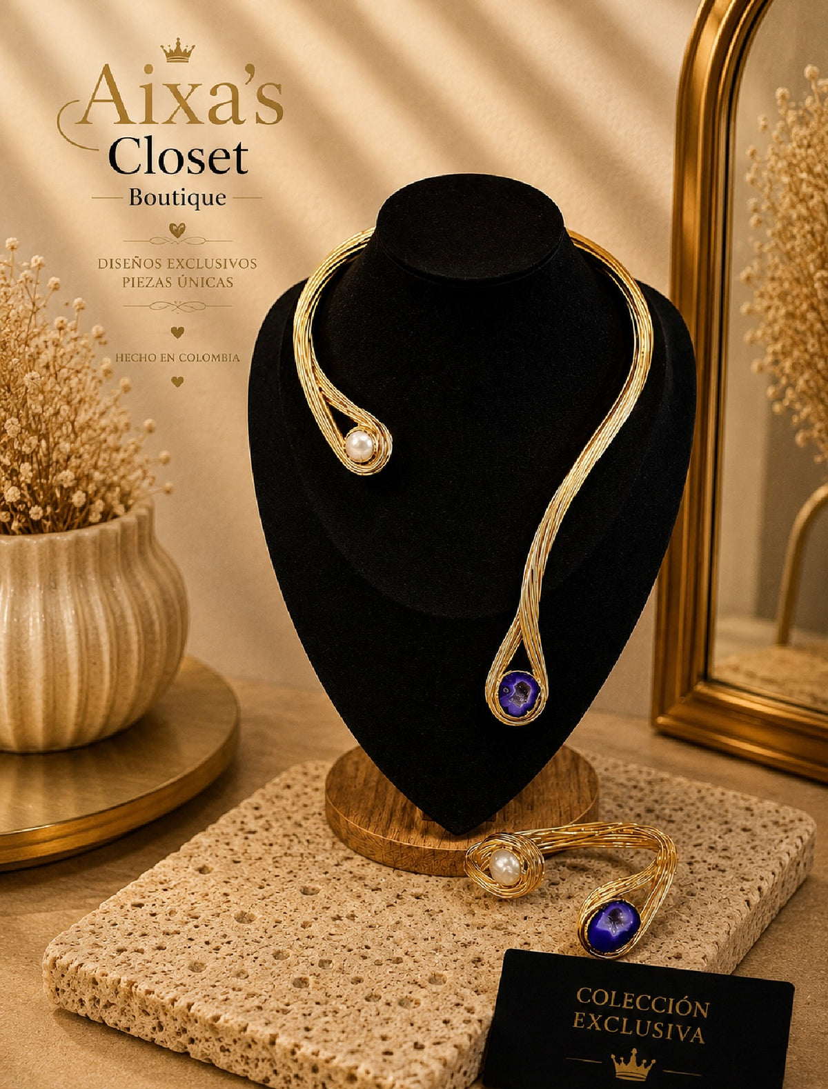 Designer Open Collar Necklace & Bracelet Set
