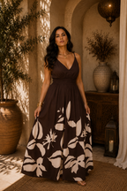 Mocha Floral Maxi Dress