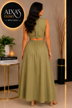 Calvin Klein Olive Green Maxi Dress