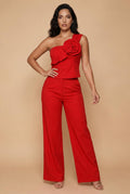 Valentina Rosette One-Shoulder Pant Set