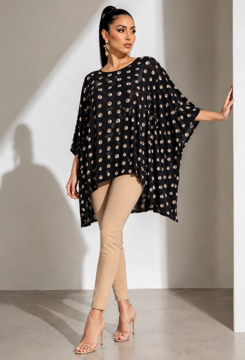 Amalfi Polka Dot High-Low Poncho Top
