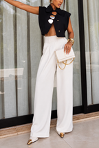 Monroe Sculptural Metal Accent Crop Top