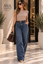 Essential Chic Structured Shoulder Top Taupe