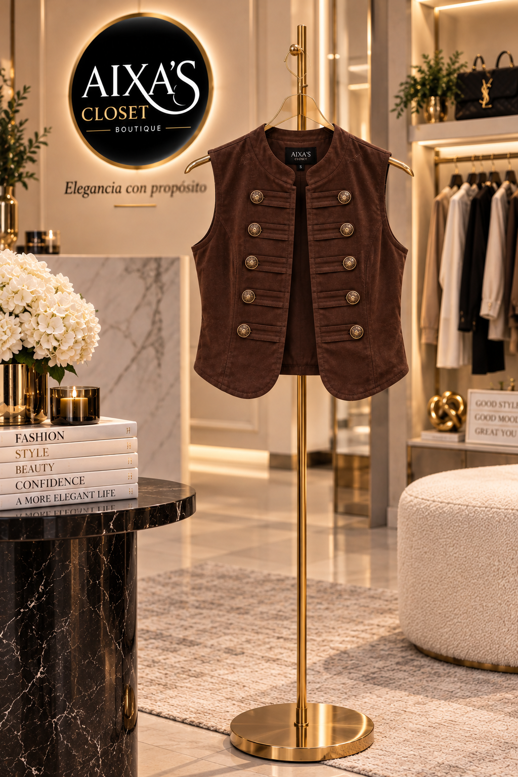 Napoleon Luxe Suede Military Vest – Chocolate Brown