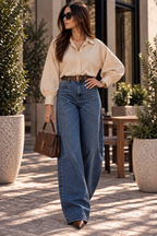Sculpted Barrel Jeans – High Waist Seam Detail Denim