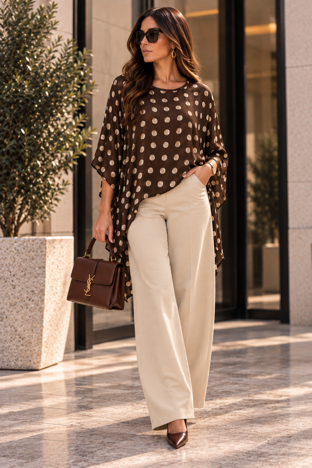 Taupe High-Waist Wide Leg Dress Pants