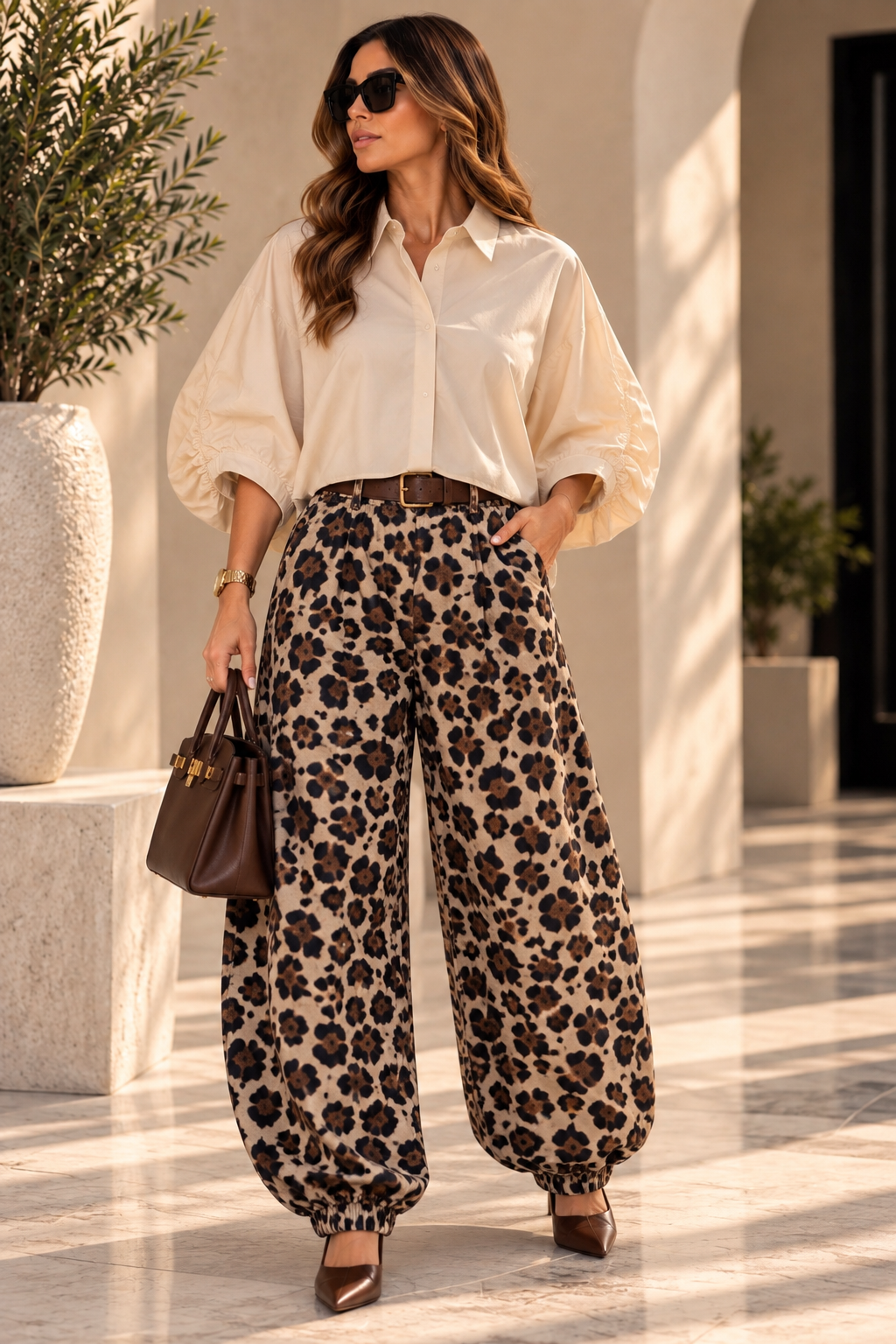 Italian Cream Balloon Sleeve Shirt – Chic Oversized Blouse
