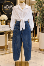 Sculpted Seam Barrel Jeans