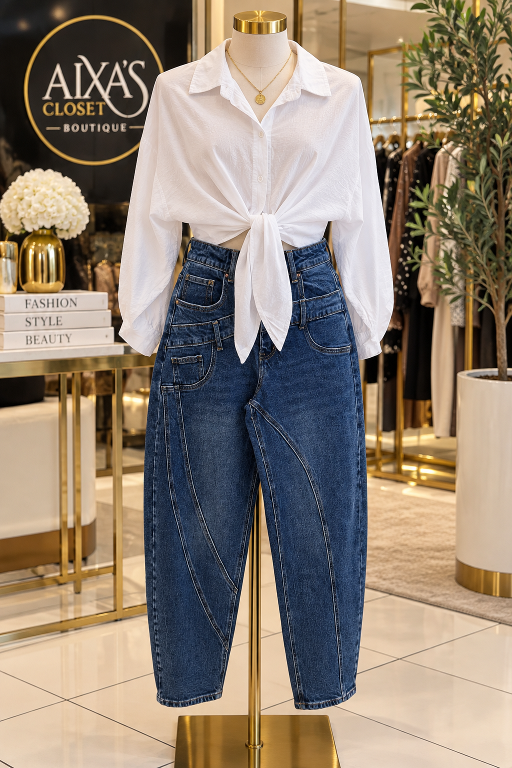 Sculpted Seam Barrel Jeans