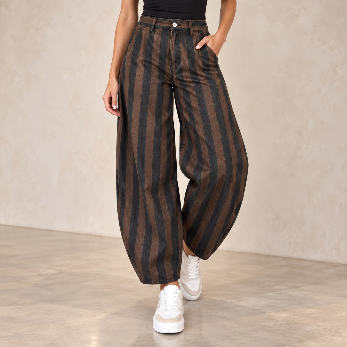 Striped Barrel Leg Pants