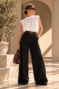 Elegant White High Neck Tie-Back Blouse
