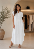 Graceful Breeze Button-Down Maxi Dress