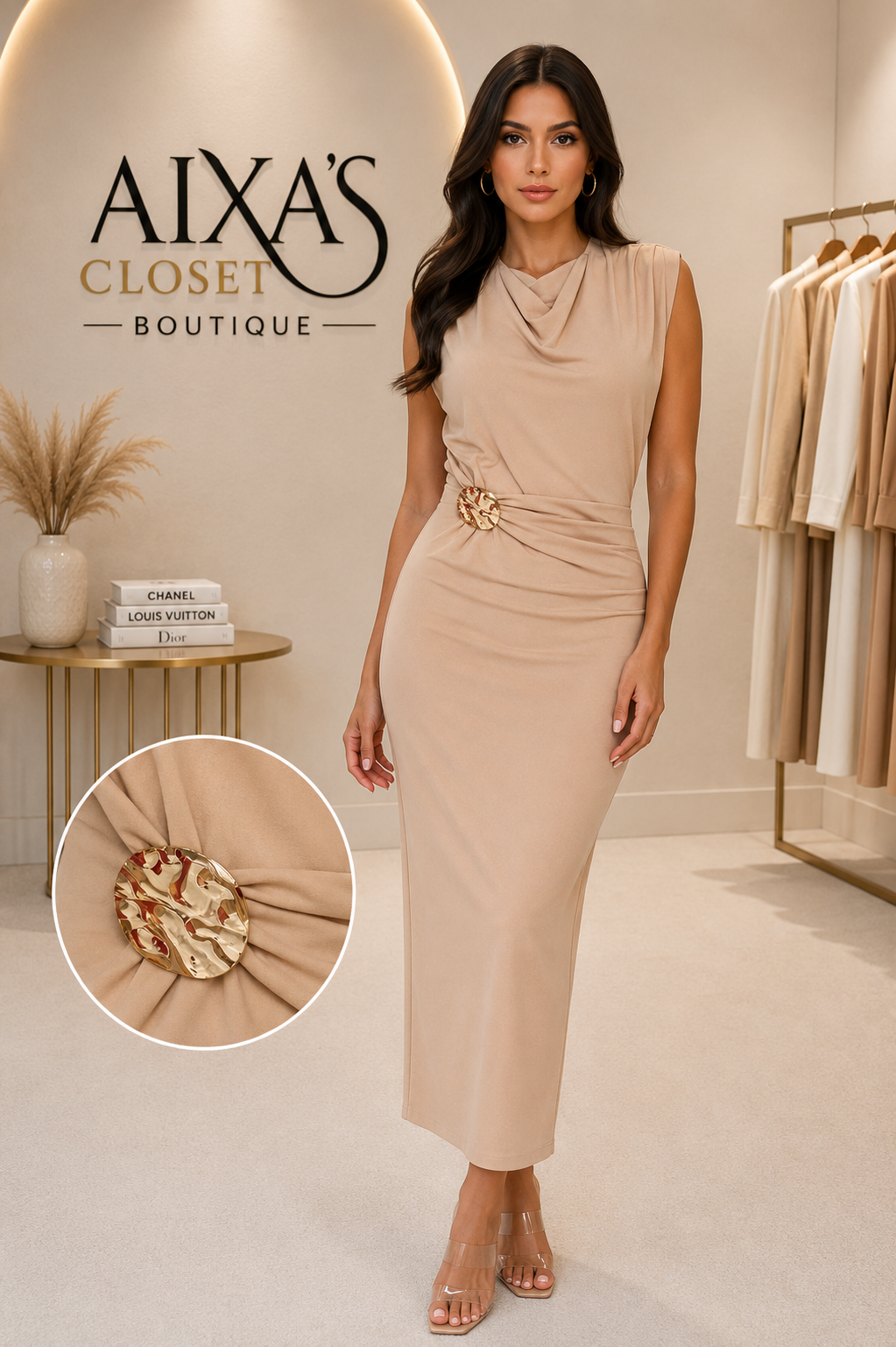 Golden Grace Midi Dress
