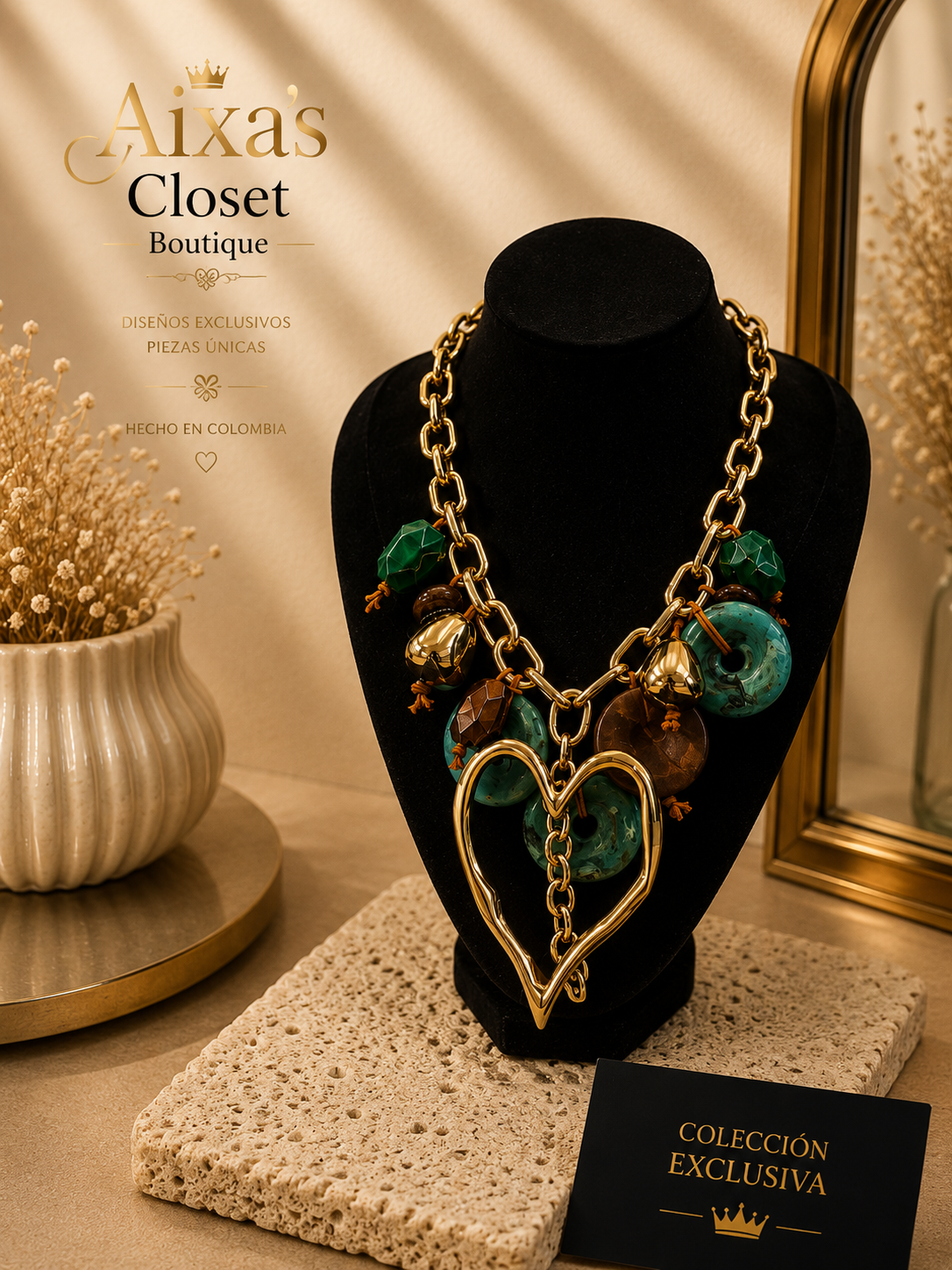 Spanish Designer Heart Statement Necklace