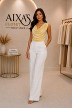 Golden Glow Draped Blouse