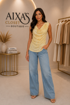 Golden Glow Draped Blouse