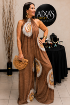 Sienna Print Halter Jumpsuit